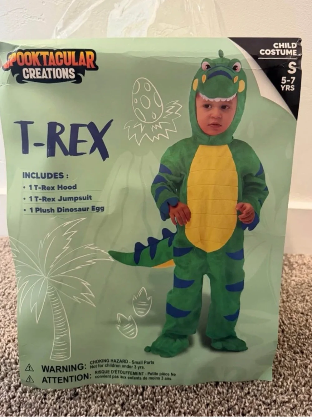 Kids Green T-Rex Costume with Hood